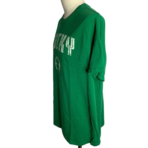 Lucky Clover St Patricks Day Crewneck T Shirt 2XL Green Short Sleeve Graphic - Picture 3 of 6